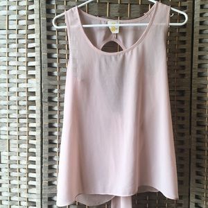 Light Pink Cut Out Sheer Summer Top - Ties in Back
